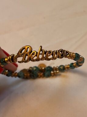 "Believe" beaded wrap bangle bracelet from Alex and Annie